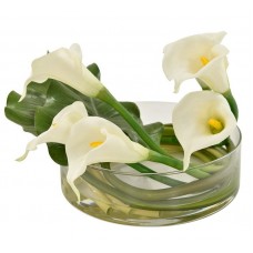 Bayou Breeze Heritage Calla Lilies Centerpiece and Leafs in Vase BBZE4428